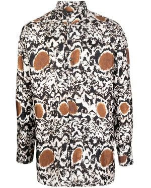 Edward Crutchley Abstract-Pattern Long-Sleeve Shirt - White