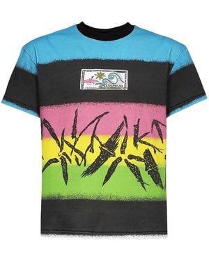Who Decides War Striped Cotton T-Shirt - Blue