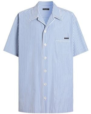 Dolce & Gabbana Hawaii Striped Poplin Shirt - Blue