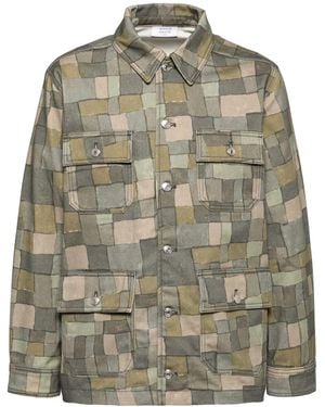 Maison Kitsuné Geometric-Print Shirt Jacket - Green