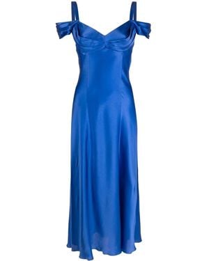 Alberta Ferretti Off-The-Shoulder Midi Dress - Blue