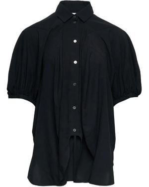 Enfold Blouse Met Pofmouwen - Zwart