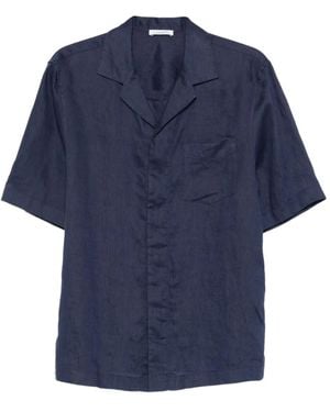 Paolo Pecora Revere-Collar Linen Shirt - Blue