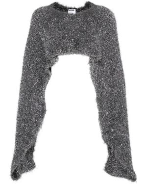 Moschino Metallic Crop Top - Gray