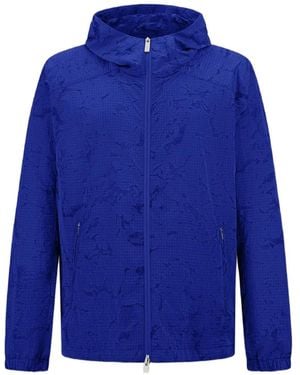 Laminar Chaqueta De Jacquard Con Capucha - Azul