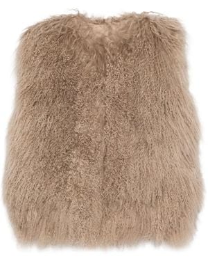 Halfboy Shaggy-Texture Sleeveless Coat - Natural