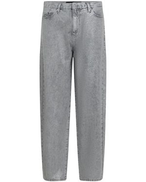 KARL LAGERFELD Coated Python Barrel Jeans - Gray
