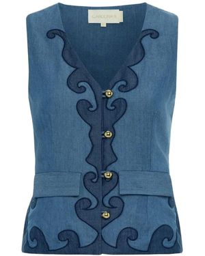 Carolina K Appliqué Denim Top - Blue