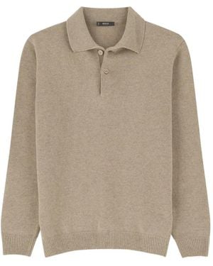 BOGGI Gestricktes Poloshirt - Natur