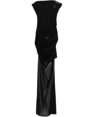 Alex Perry Mesh-Panel Draped Asymmetrical Dress - Black
