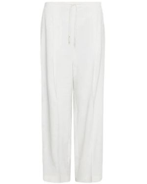 Marella Drawstring-Waist Wide-Leg Pants - White