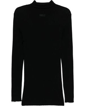 AEXAE Sheer Turtleneck Top - Black