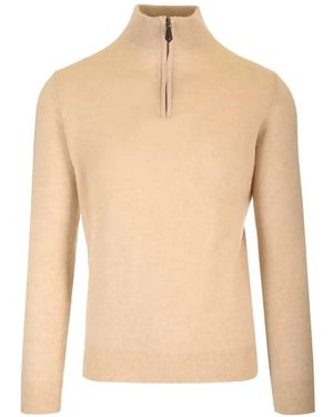 Al Duca d'Aosta Zip-Fastening High-Neck Jumper - Natural
