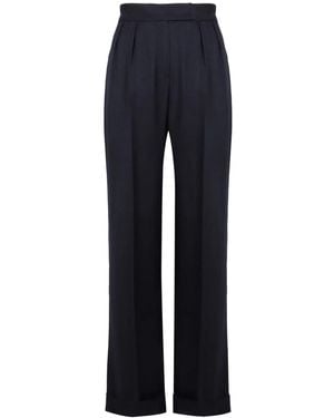 Kiton Virgin Wool Straight-Leg Trousers - Blue