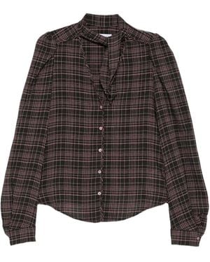 Manuel Ritz Geruite Blouse Met Strik - Bruin