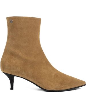 Vicini Pointed-Toe Suede Boots - Brown