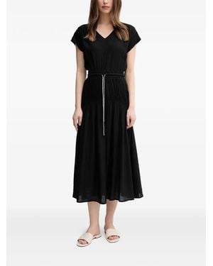 La Petite Francaise Rayan V-Neck Tie-Detail Midi Dress - Black