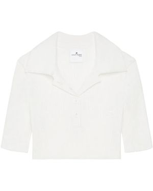 Courreges Knitted Cropped Polo Top - White