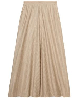 Brooks Brothers Jupe Mi-Longue En Laine Vierge À Fines Rayures - Natural