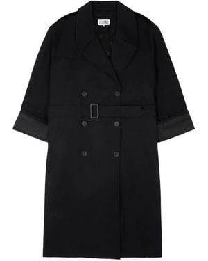 MM6 by Maison Margiela Cotton Twill Trench Coat - Black