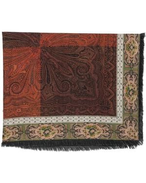 Pierre Louis Mascia Paisley-Print Fringed Scarf - Brown