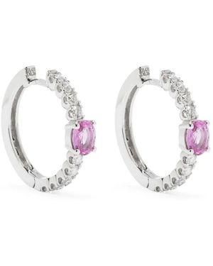ROSEKEY Aros En Oro Blanco De 18Kt Con Diamantes Y Zafiros