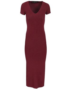FEDERICA TOSI Robe En Maille À Col V - Red