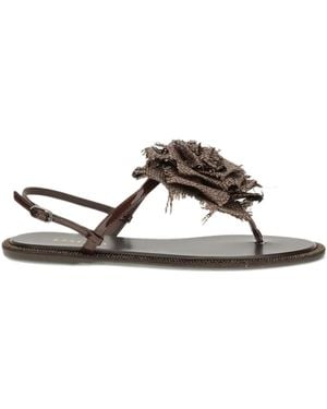 Le Silla Sandalias con aplique floral - Marrón