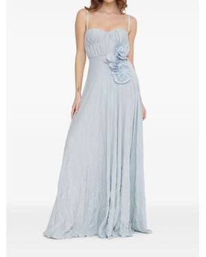 Elisabetta Franchi Abendkleid mit Blumenapplikation - Blau