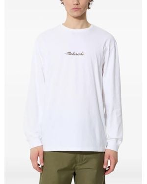 Maharishi T-Shirt Dragon Bamboo Con Ricamo - Bianco