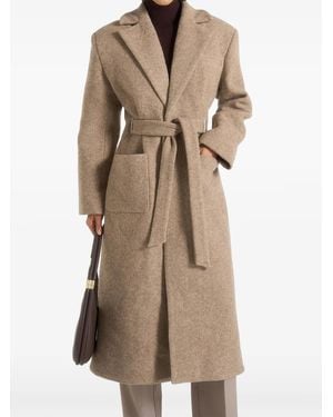 Manière De Voir Manteau En Laine Jena En Taupe À Épaules Larges Et Ceinture - Natural
