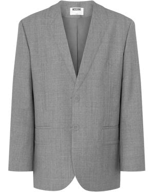Moschino Single-Breasted Collarless Blazer - Gray