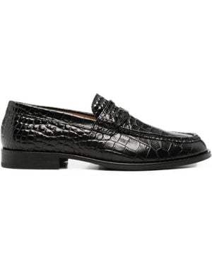 Our Legacy Croc-Effect Leather Loafers - Black
