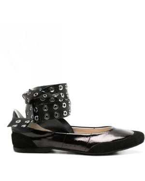 Patrizia Pepe Ballerines Enveloppantes Ornées D'Œillets - Black