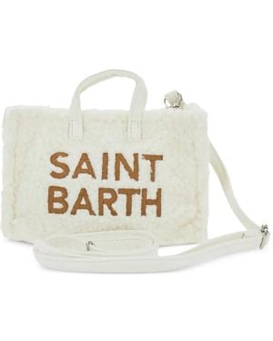 MC2 Saint Barth Teddy Logo-Embroidered Teddy-Textured Mini Bag - White