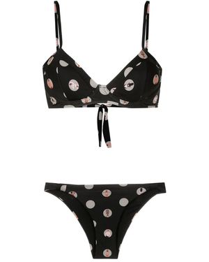 Amir Slama Graphic-Print Underwire Bikini - Black