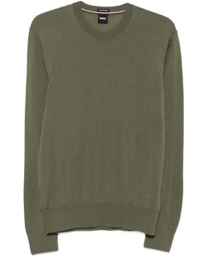 BOSS Crew-Neck Wool Jumper - Green