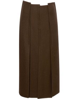 Proenza Schouler High-Waist Twill Midi Skirt - Brown