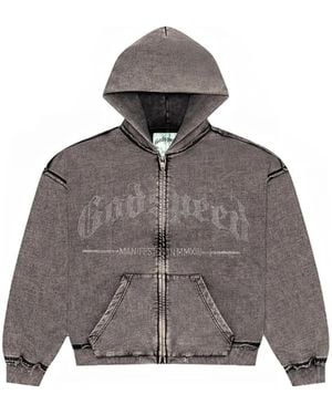Godspeed Og Logo Zip-Up Hoodie - Gray