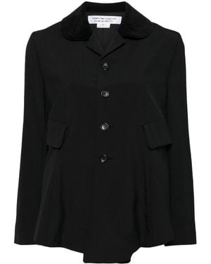 Comme des Garçons Cotton-Wool Blend Button-Up Blazer - Black