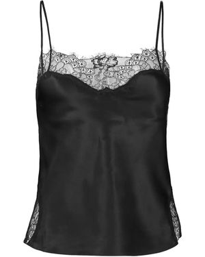 SPRWMN Lace-Trim Slip Top - Black