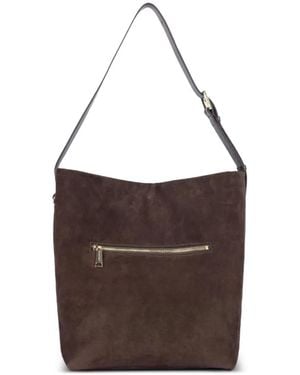 Lancaster Suede Zip-Fastening Shoulder Bag - Brown