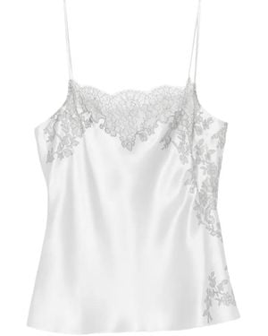 Carine Gilson Lace-Trim Silk Camisole - White