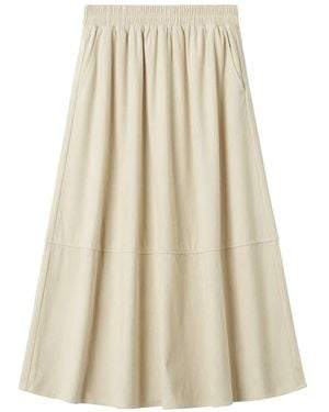 B+ AB Gelaagde Midi-Rok Met Ribfluwelen Effect - Wit