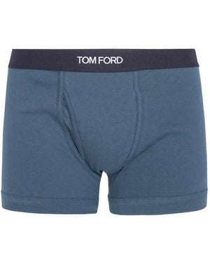 Tom Ford Logo-Waistband Boxer Briefs - Blue