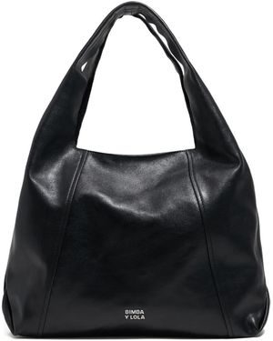 Bimba Y Lola Large Paper Leather Tote Bag - Black