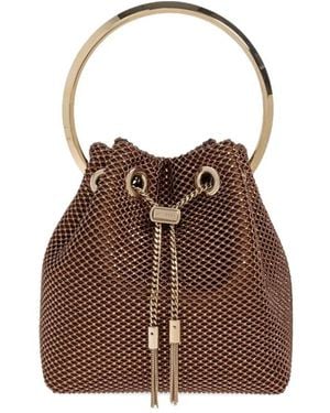 Jimmy Choo Bon Bon Shimmering-Mesh Handbag - Brown