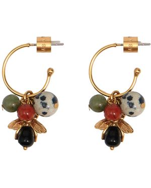 Bimba Y Lola Medium Bee And Stones Hoop Earrings - Metallic