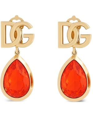 Dolce & Gabbana Clip Earrings With Logo - Red