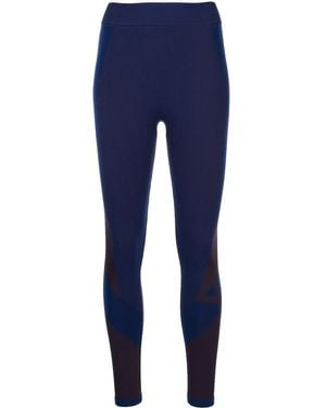 Y-3 Seamless Colourblock-Knit Tights - Blue